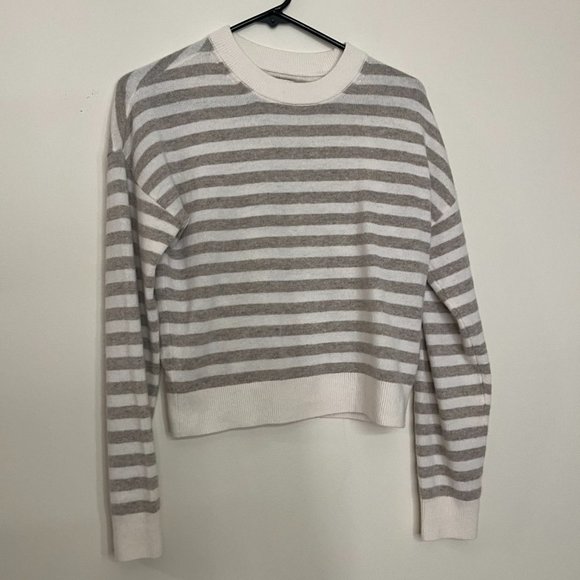 Abercrombie and Fitch 100% Cashmere Cream & Beige Stripe Sweater XXS - Picture 4 of 9